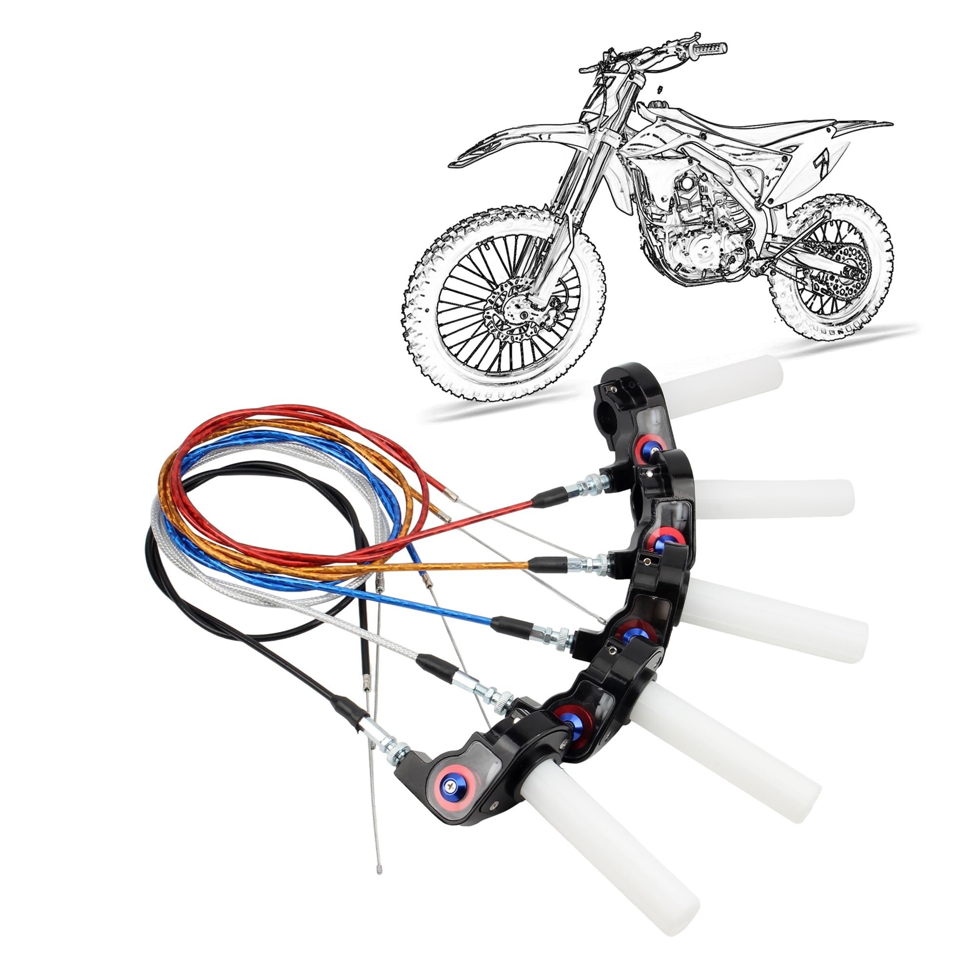Empuñaduras Manillar Empuñaduras Antideslizantes para Motocicleta, Mango De Acelerador, Cable De Ajuste De Giro, Funda De Goma para Manillar De Motocross, Cubiertas De Piezas(Black)
