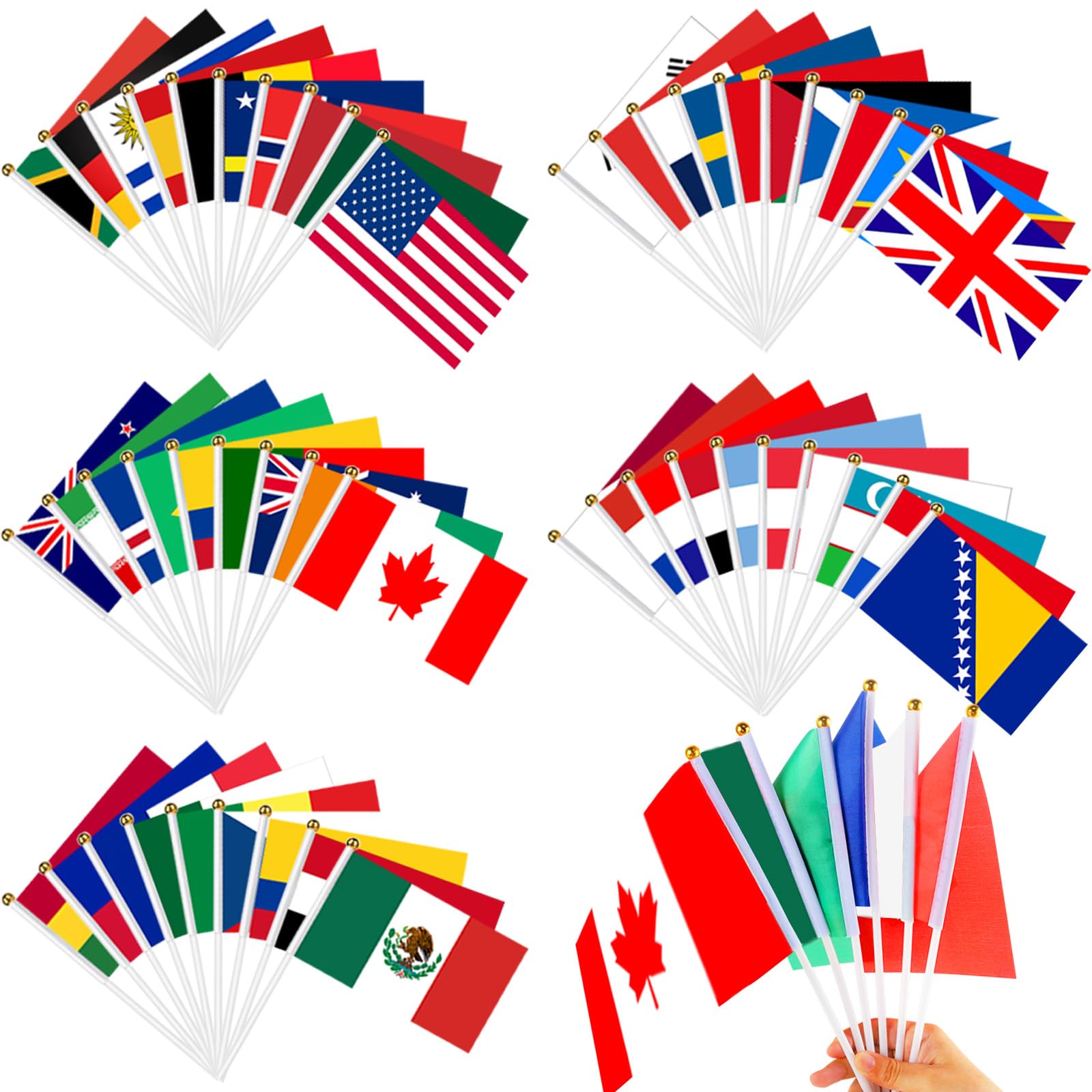 Banderas del Mundo 48 Países 14x21cm para la Copa del Mundo 2026 Fútbol