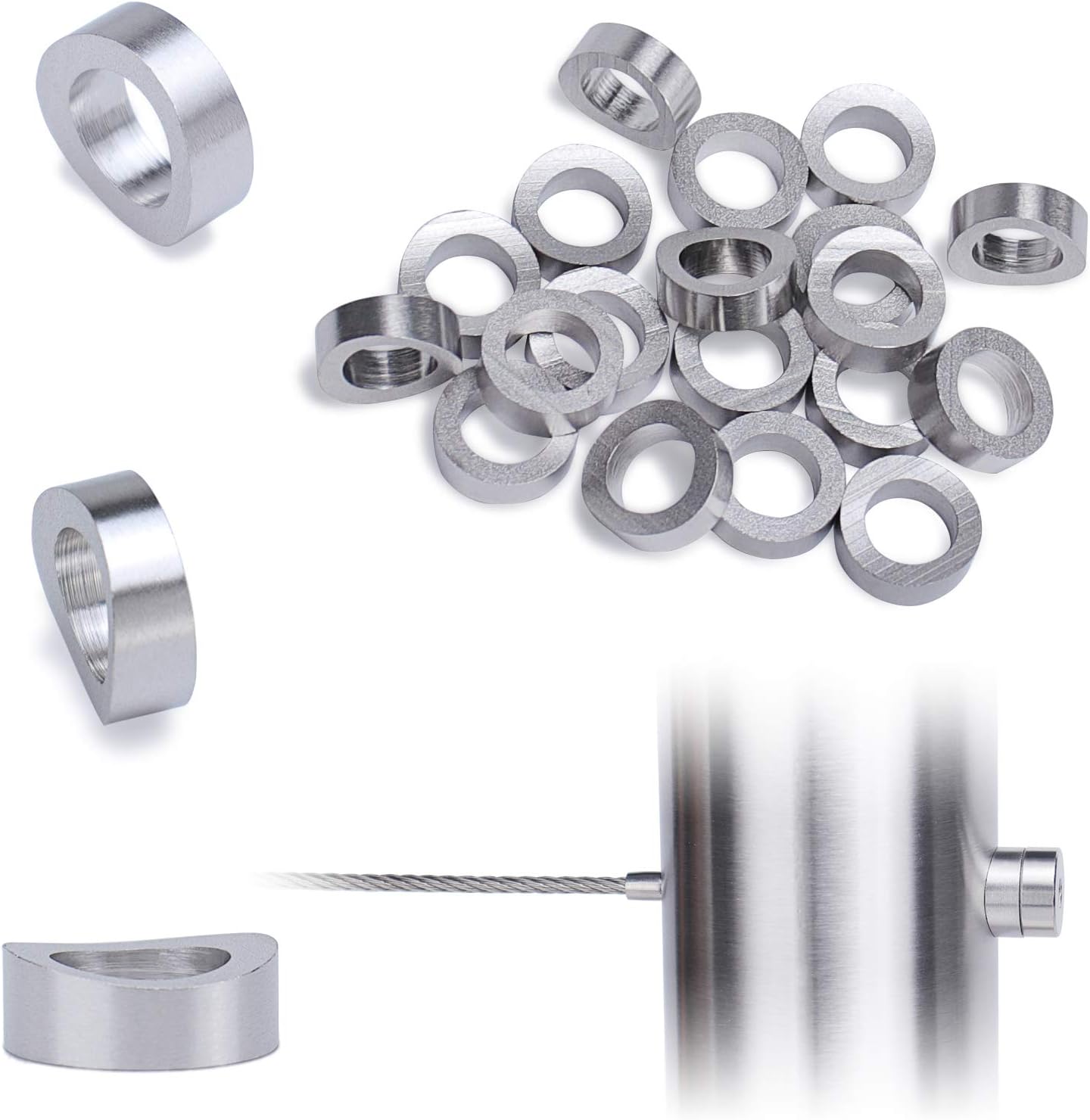 Muzata 20Pack Curved Washer for Deck Cable Railing 2" 50mm Round Curve