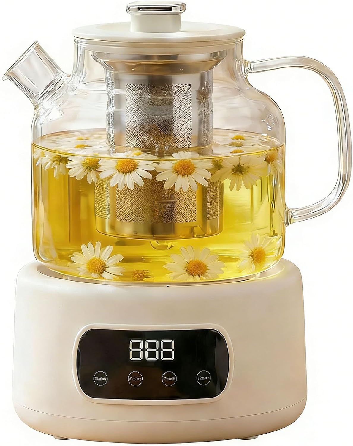 Smart Glass Electric Health Kettle with Tea Infuser, 40oz Capacity, Precision Temperature Control & Quiet Operation, Ideal for Home, Office Desks & College Dorms