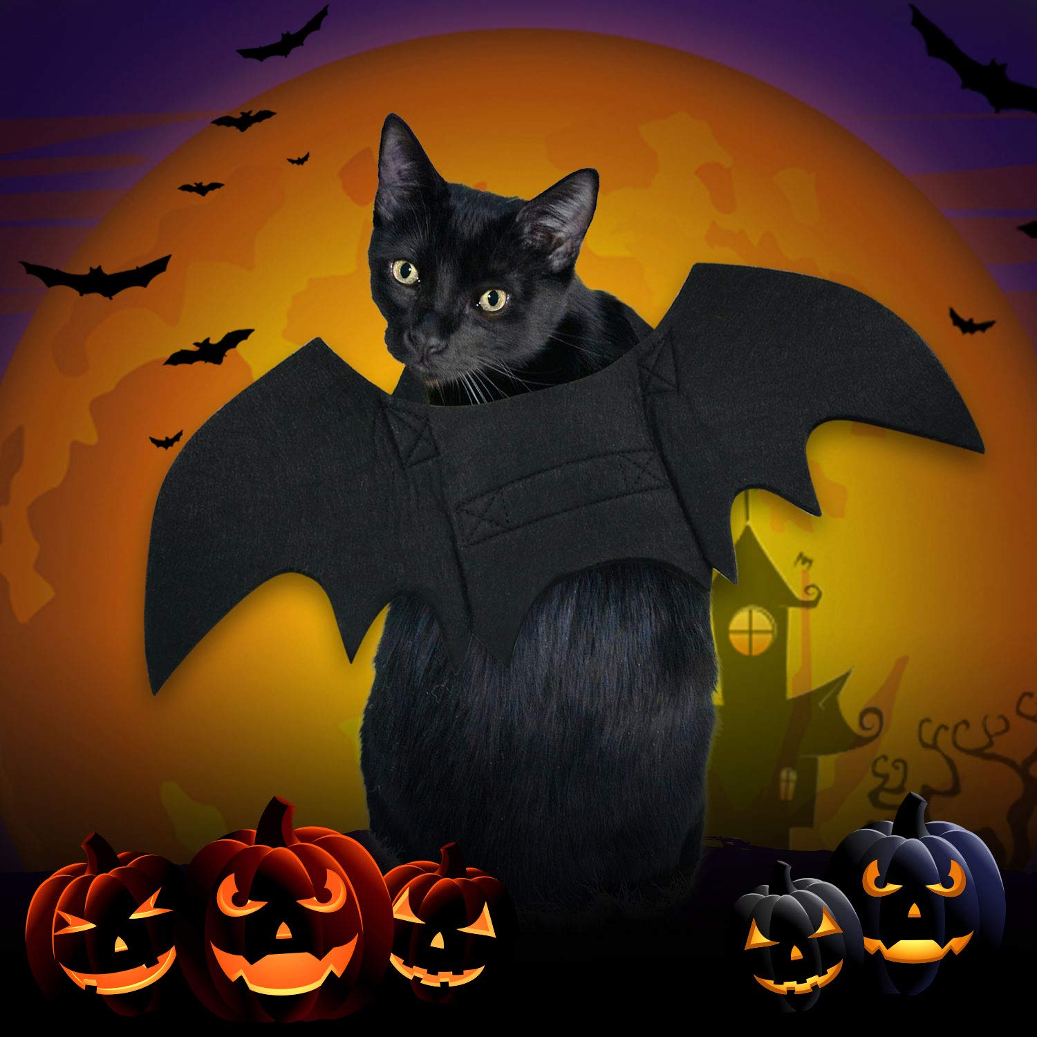 Snapklik.com : Cat Bat Costume Halloween Pet Costume Bat Wings Cosplay ...