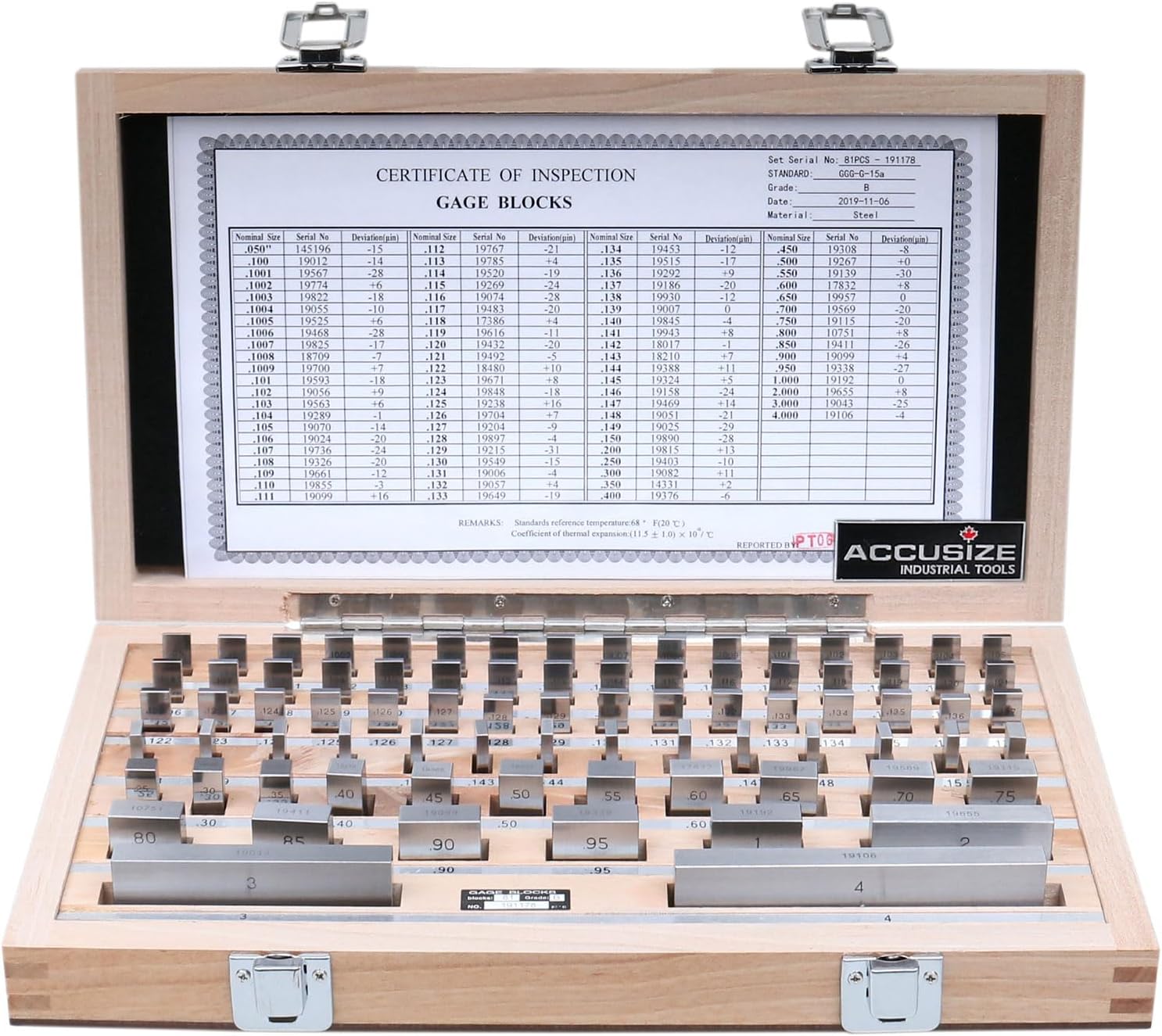 Accusize Industrial Tools 81 Pcs Steel Gauge Block Set, Grade B, P900-S581