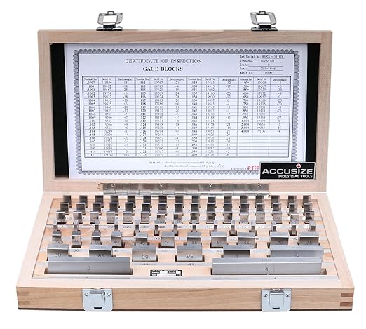 Accusize Industrial Tools Precision 81-Piece Steel Gauge Block Set, Grade B Accuracy, Corrosion-Resistant, P900-S581