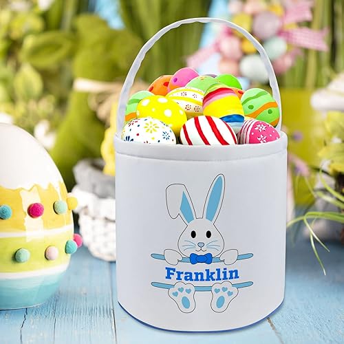 Miniatura 6 de Cesta de Pascua personalizada con nombre para niños, lona personalizada, bolsa de regalo para bebés, niños y niñas