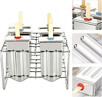 Vista 3 de 6 moldes de paletas congeladas de acero inoxidable, bandeja para congelador, molde comercial para paletas heladas, soporte para palitos de helado