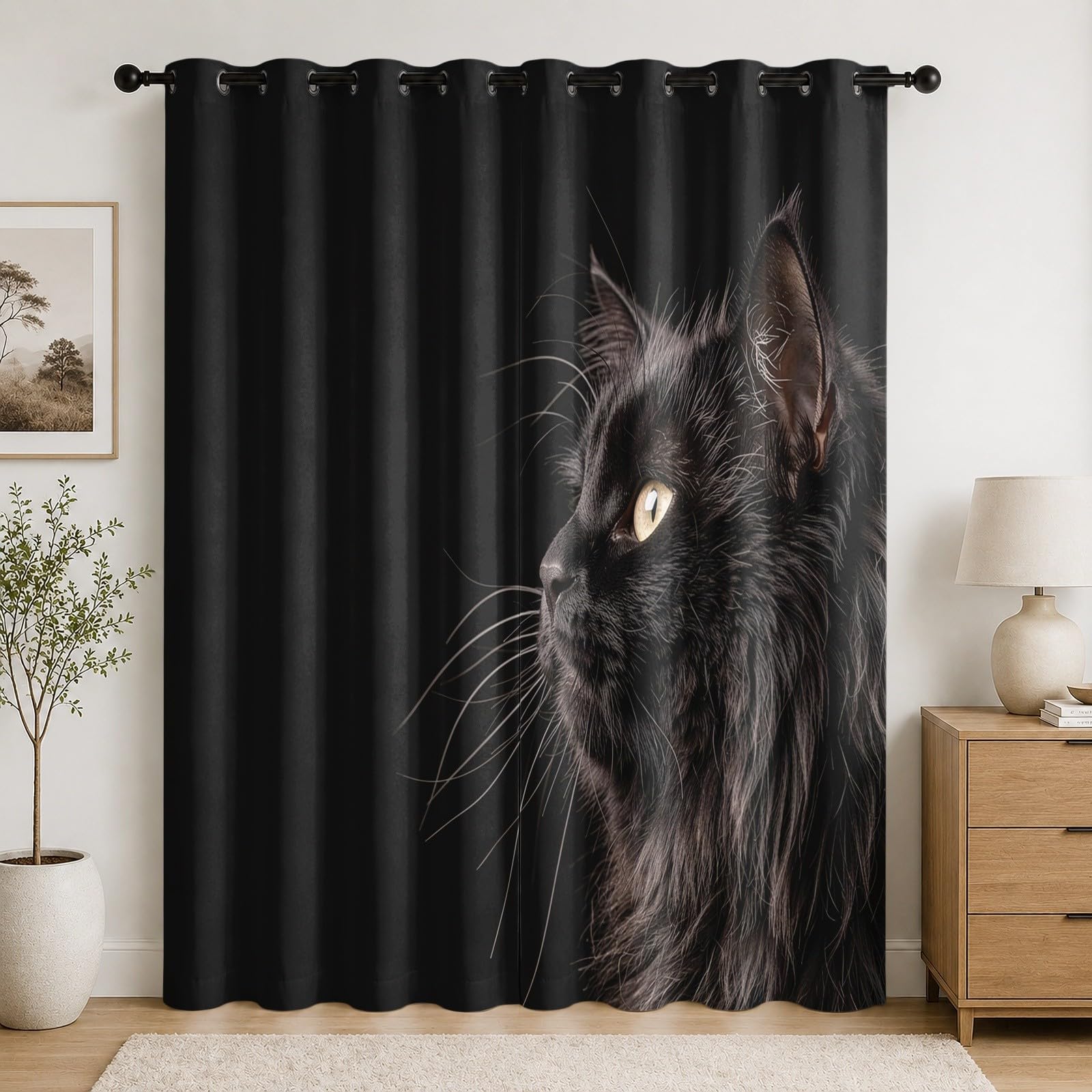 Rideaux occultants chat isolation thermique et phonique 75x166cm