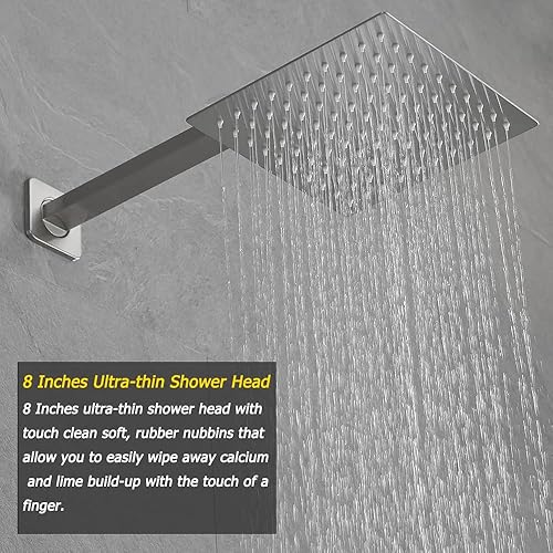 Miniatura 3 de Sistema de ducha de níquel cepillado, baño de latón, mezclador de lluvia de lujo, conjunto combinado de ducha montado en la pared, sistema de