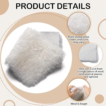 Yoojahow 20 Pcs Sheepswool Leather Remnants, Pure Sheepskin Lambs Wool Scrap, Sheep Leather and Wool, 10 x 5 Sheepskin Pad Scrap for Polishing Cleaning Painting Staining Arts & Crafts