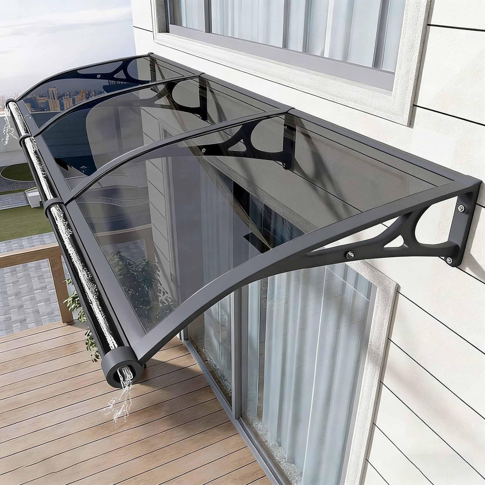 Auvent de porte d entrée contre la pluie marquise moderne grise en alu