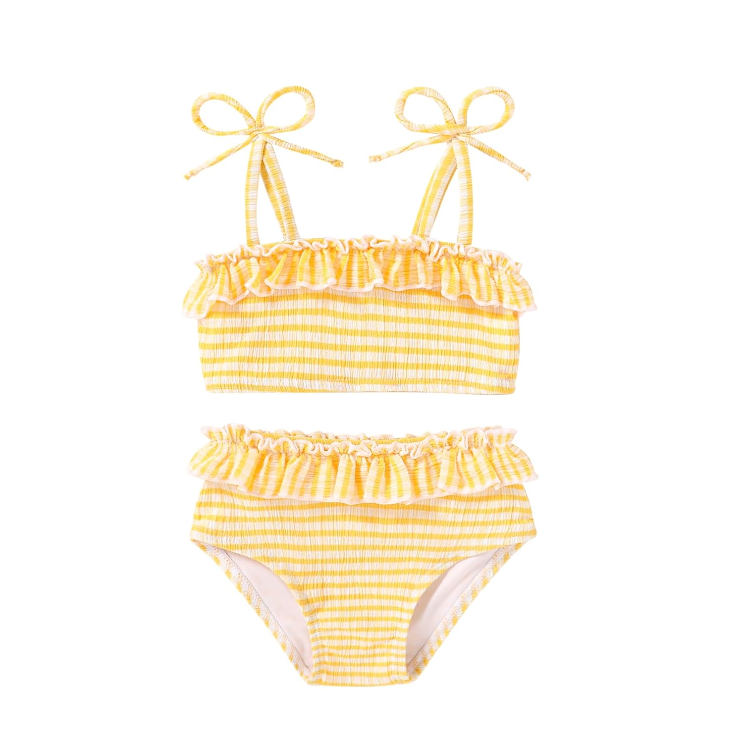YOUNGER TREE Conjunto de biquíni de duas peças com alças ajustáveis com babados, roupa de banho para bebê, verão, praia