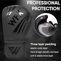 WFX Bokszkesztyű 8 oz Műbőr MMA Sparring Edzőkesztyű - Profi Kickbox Muay Thai Harcművészeti Kesztyű Vastag Hüvelykujjvédelemmel Fekete 2