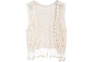 Intricately Crafted Little Girl's Crochet Vest Adorned with Fringe