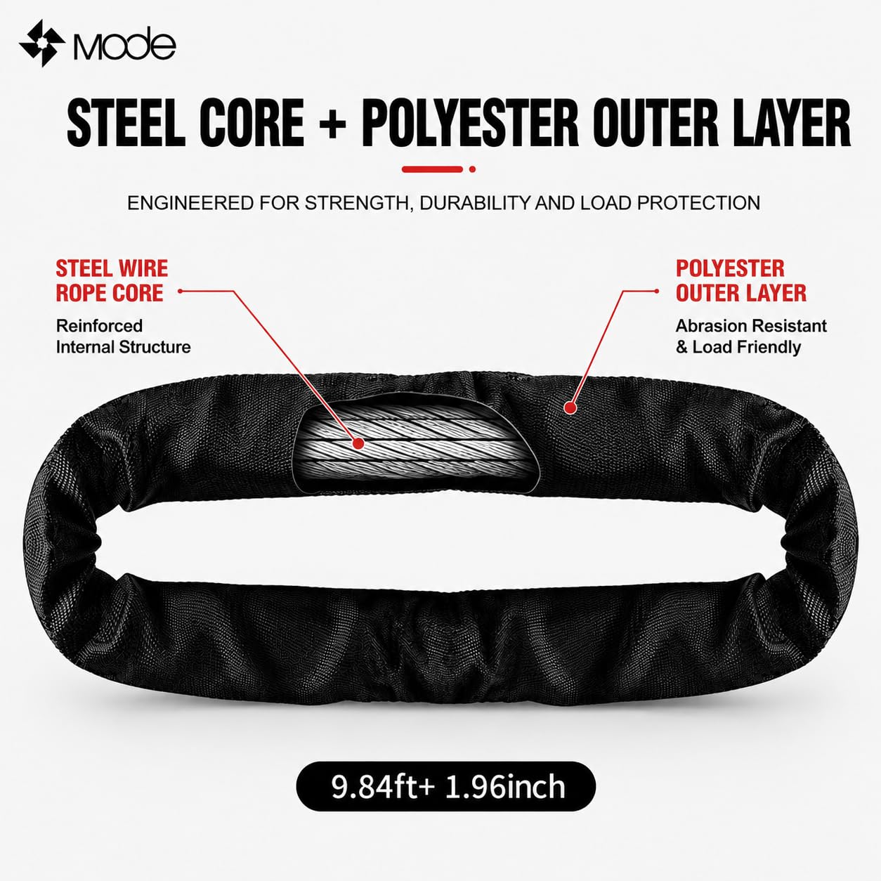 Mode Steel Wire Core Lifting Sling, CE Certified, 4409 lbs WLL, 6.5 ft image 3