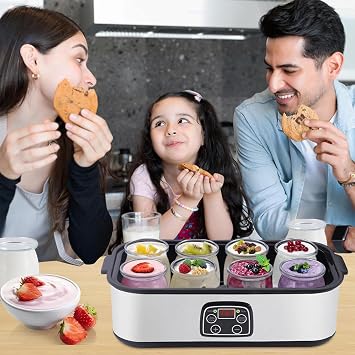 Ultimate Yogurt Maker, Automatic Digital Yoghurt Maker Machine with 8 * 6 Oz Glass Yogurter Jars, Stainless Steel Probiotic Yogurt Makers with Constant Temperature Control & LCD Display