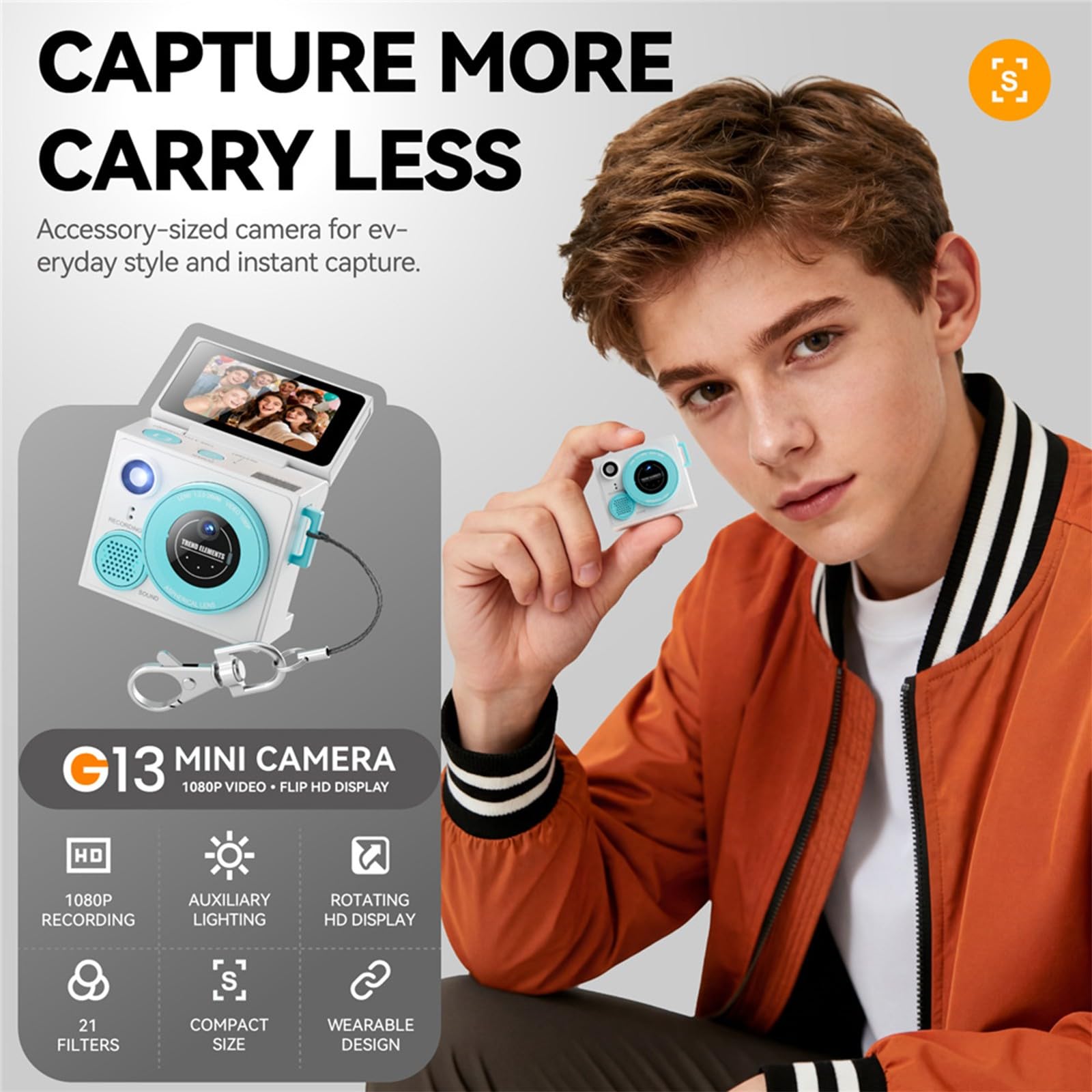 Il set di fotocamere con obiettivo per pollice include lettore di schede da 32 GB, fotocamere completamente trasparenti per gli appassionati di viaggio Vlog principianti Doppia fotocamera pollice