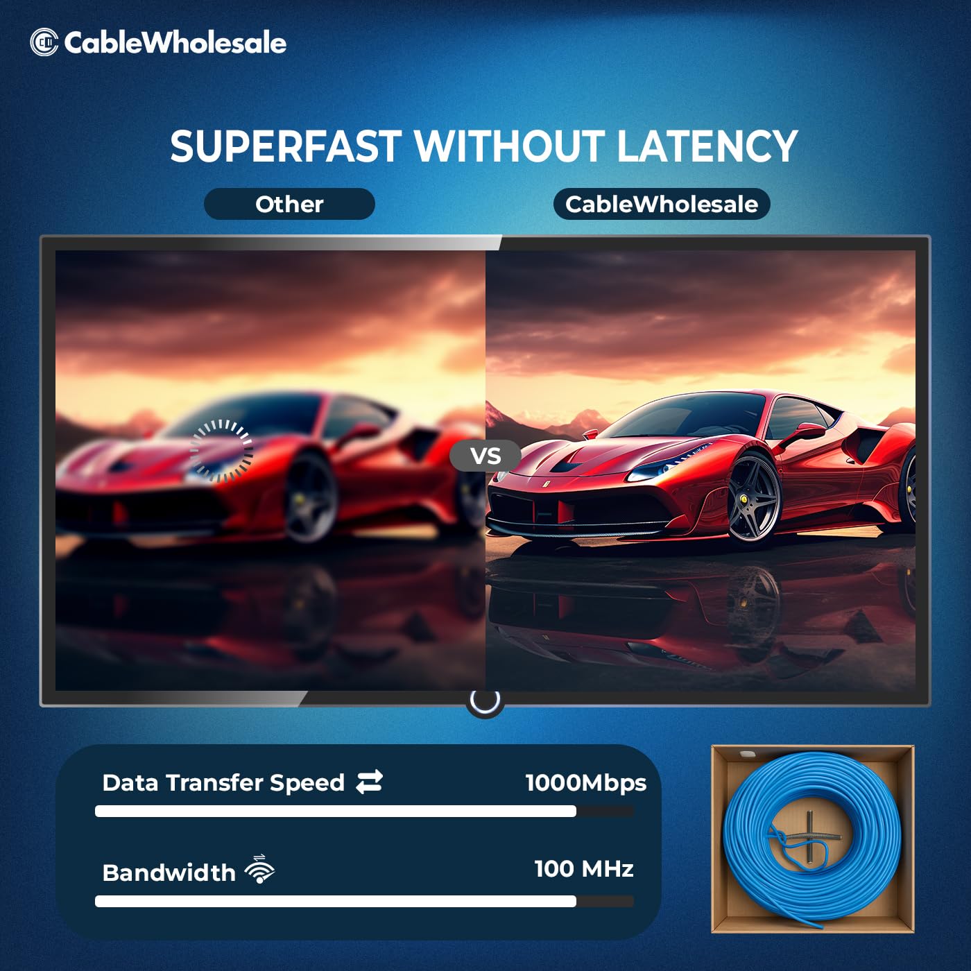 CableWholesale 1000 Foot Bulk Shielded F/UTP Cat6 Blue Ethernet Cable, Stranded, 24AWG Network Cable, 4 Pair Stranded Bare Copper, Shielded Twisted Pair (STP) Internet Cable with Pull Box