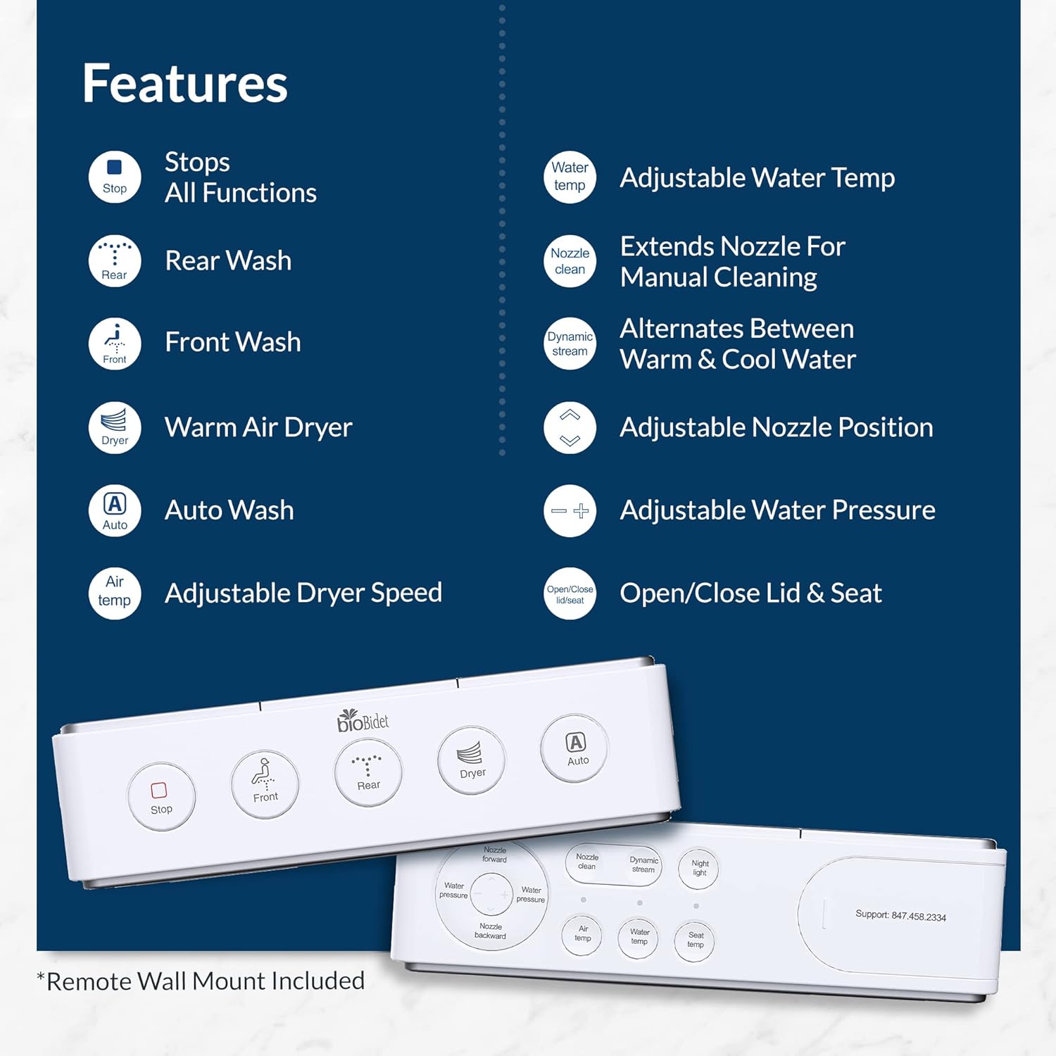 BioBidet White Elongated Electric Bidet Toilet Seat with Remote