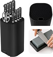 Qoosea 4 in 1 Empty Kitchen Knife Block with Cote and Slot Door, Universal Detachable Kitchen Knife Block for Easy Cleaning Space-Saving
