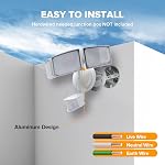 LUTEC 72W 6300LM LED Security Lights Motion Sensor Light Outdoor, 5000K Daylight, IP65 Waterproof, Dusk to Dawn, 3 Head Motion Detected Flood Light for Garage, Yard, Porch(White)
