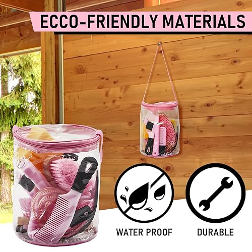 Miniatura 4 de Kit de aseo de caballos de 9 piezas con bolsa organizadora, curry de masaje ovalado, cepillo duro y suave, púa de pezuñas, raspador de sudor,