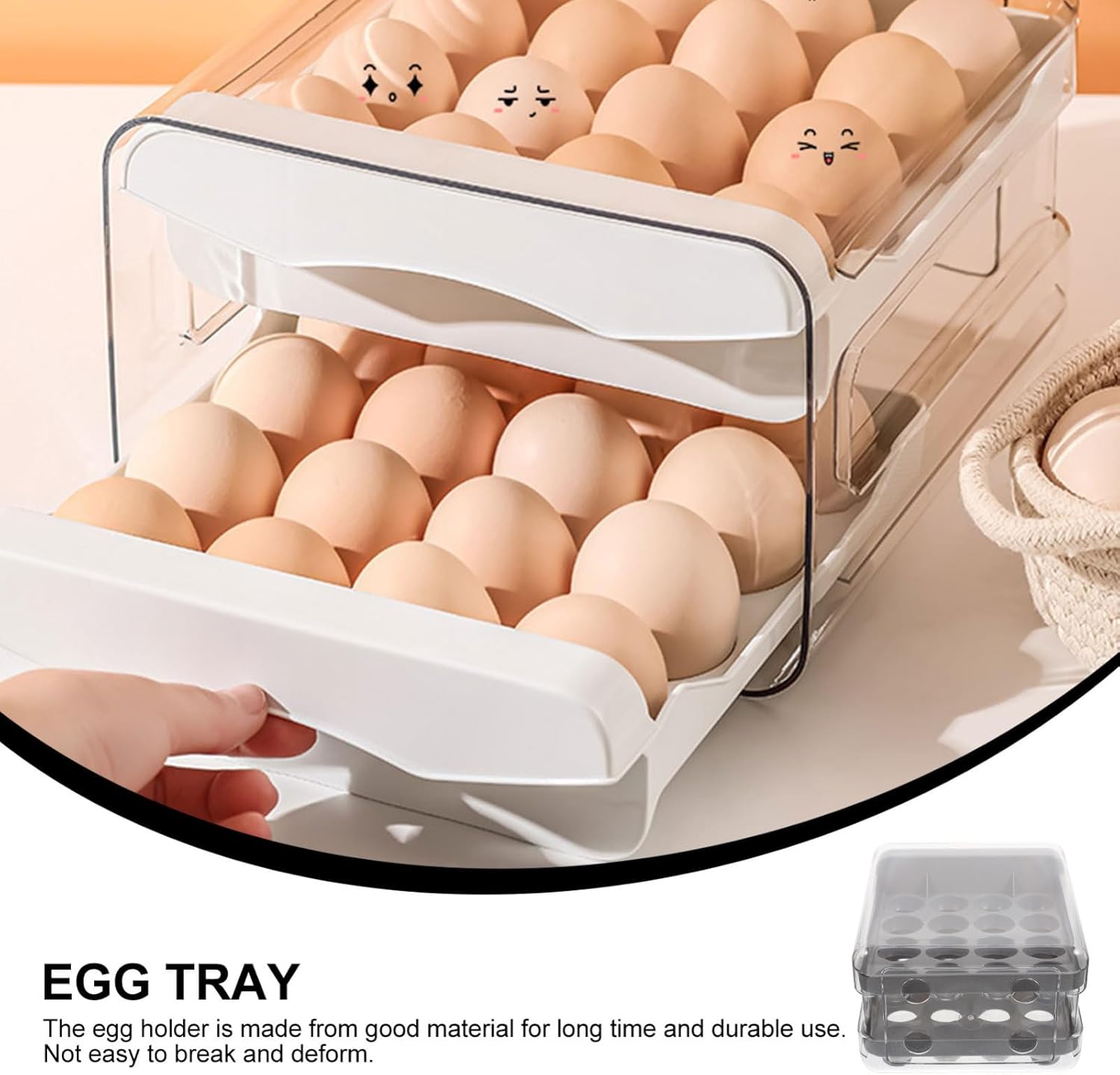 Double Layer Organizer Transparent Drawer Style Storage Case Slots for Refrigerator and Convenient Holder for Home Supplies and Kitchen Storage