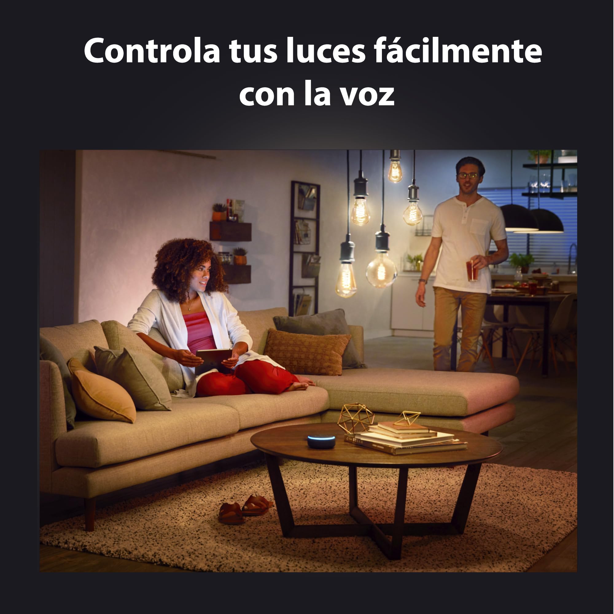 Philips Hue Bombilla LED Inteligente Filamento, E27, Luz Blanca de Cálida a Fría, Regulable, 7 W, Compatible con Amazon Alexa, Echo, Echo Dot, Pack de 3 Bombillas LED Inteligentes
