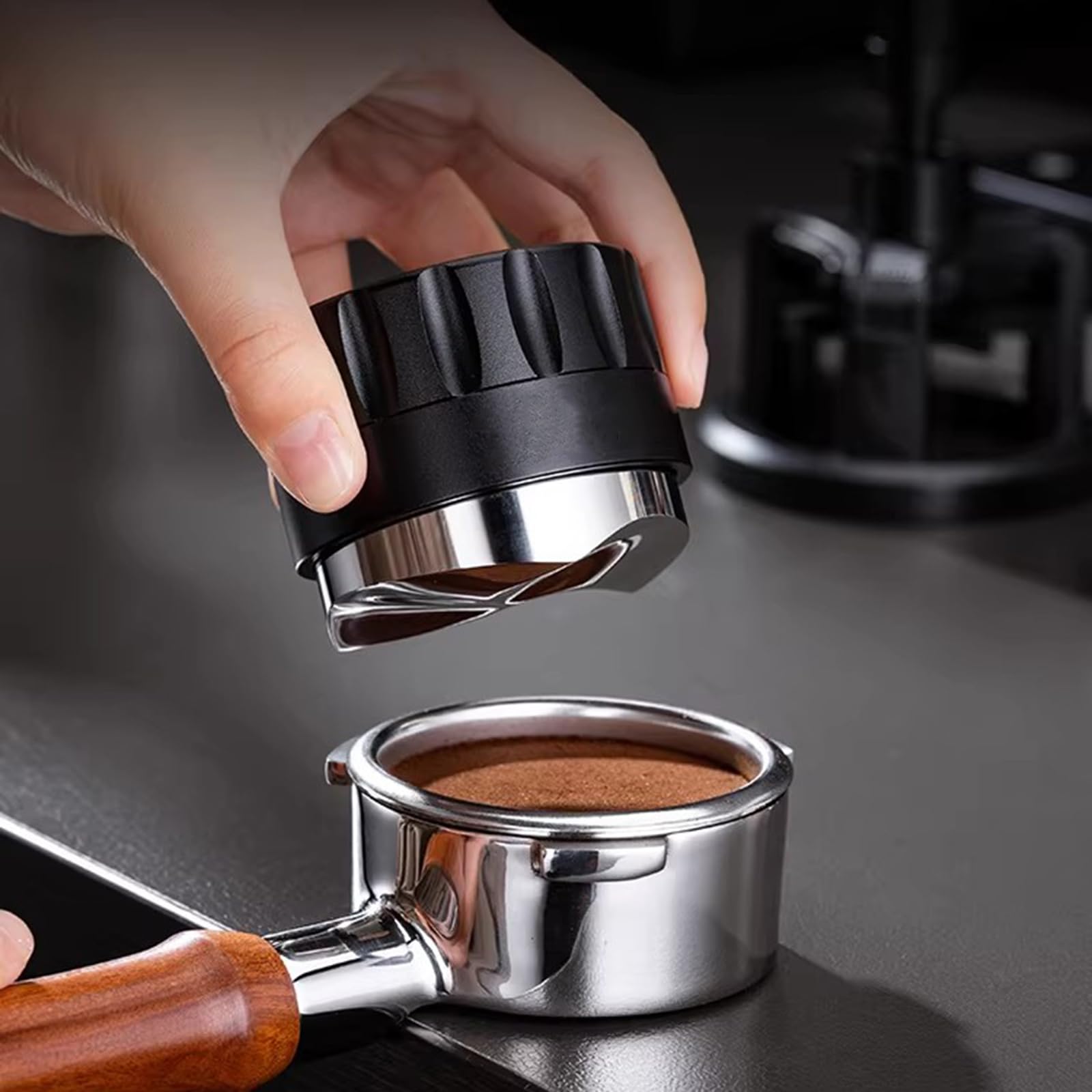 Juego de prensón de café, herramienta WDT, distribuidor de café para portafiltro de 58 mm, con resorte, diseño de gravedad, accesorios esenciales para cafeteras baristas