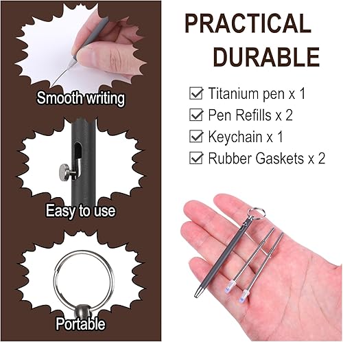 Miniatura 4 de LiulingWSH Mini bolígrafo de titanio, portátil EDC Gadget Equipo al aire libre Personalidad Creative Signature Pen Mini EDC Pen herramienta al aire