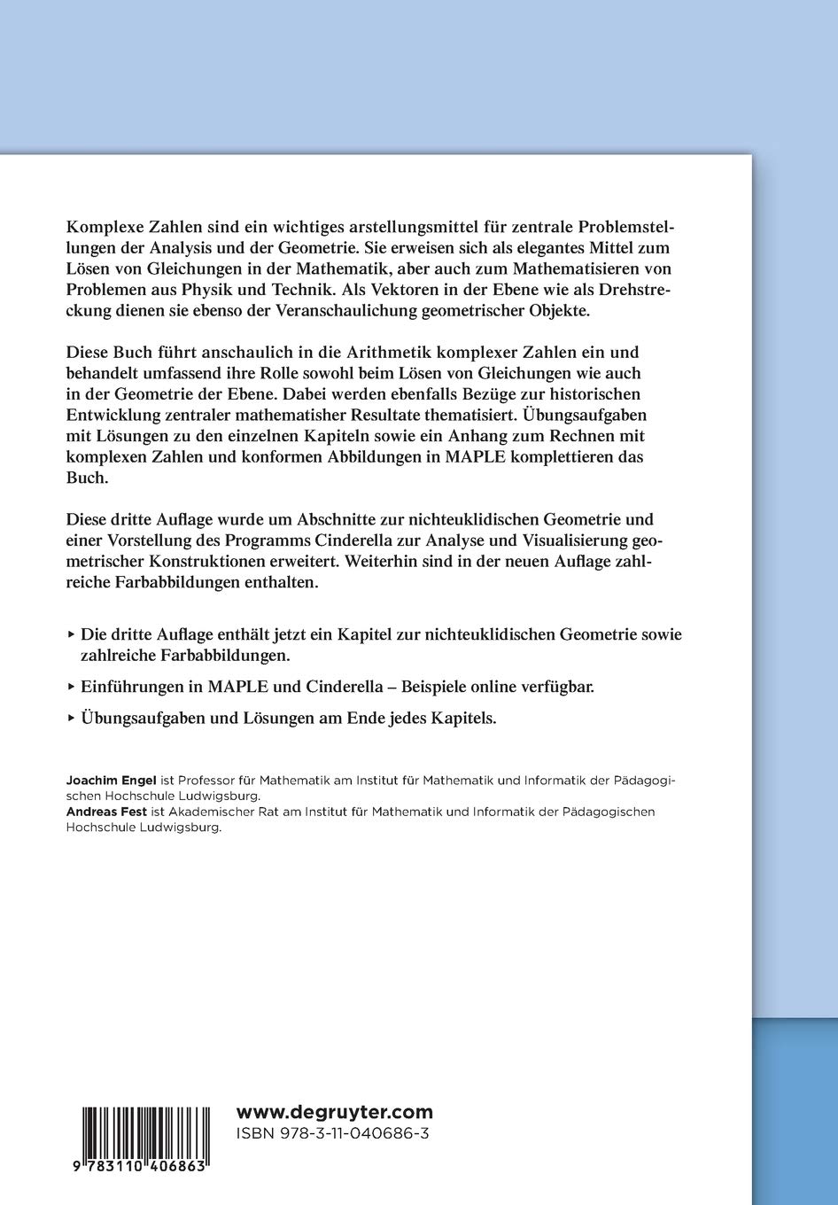 Komplexe Zahlen und ebene Geometrie (De Gruyter Studium)