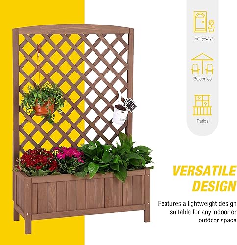 Miniatura 5 de Maceta de jardín con enrejado elevado para jardín al aire libre para plantas trepadoras, flores, alta capacidad