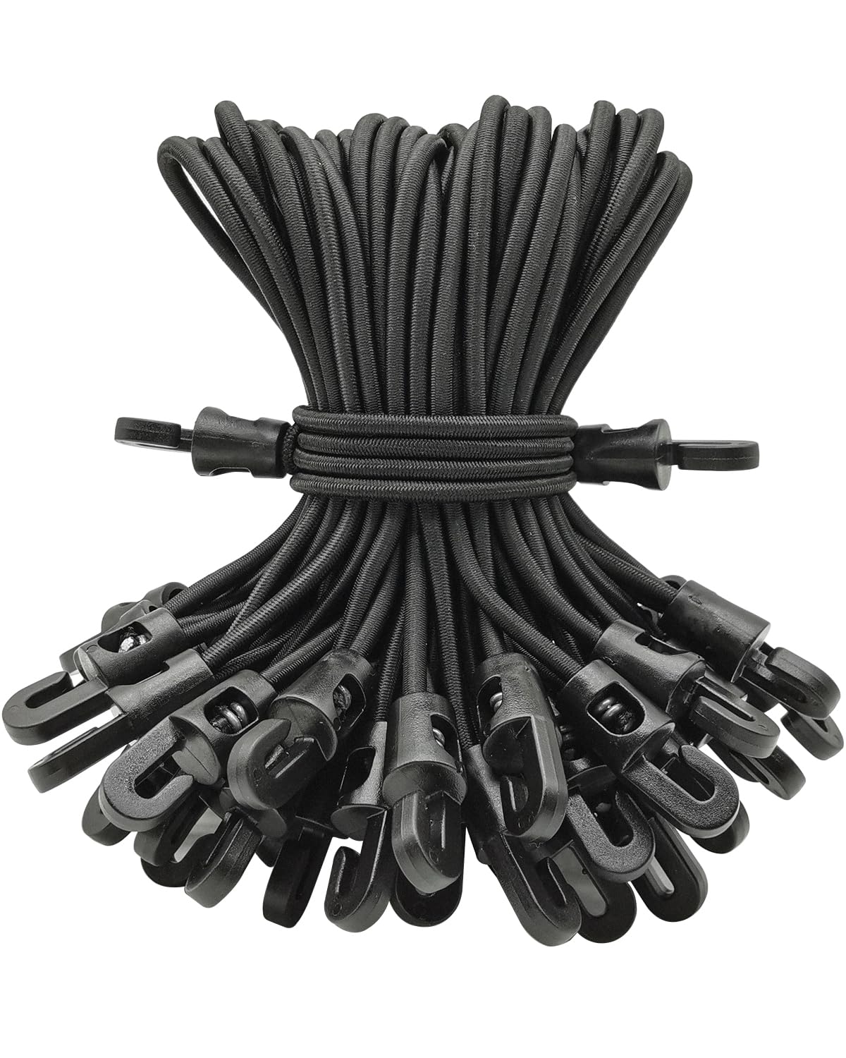BINCKIN Spanngummi mit Haken 15 cm, 25 Stück Kurz Gummispanner, Zelt Planenspanner Expander für Planen, Netze, Banner, Camping, Schwarz