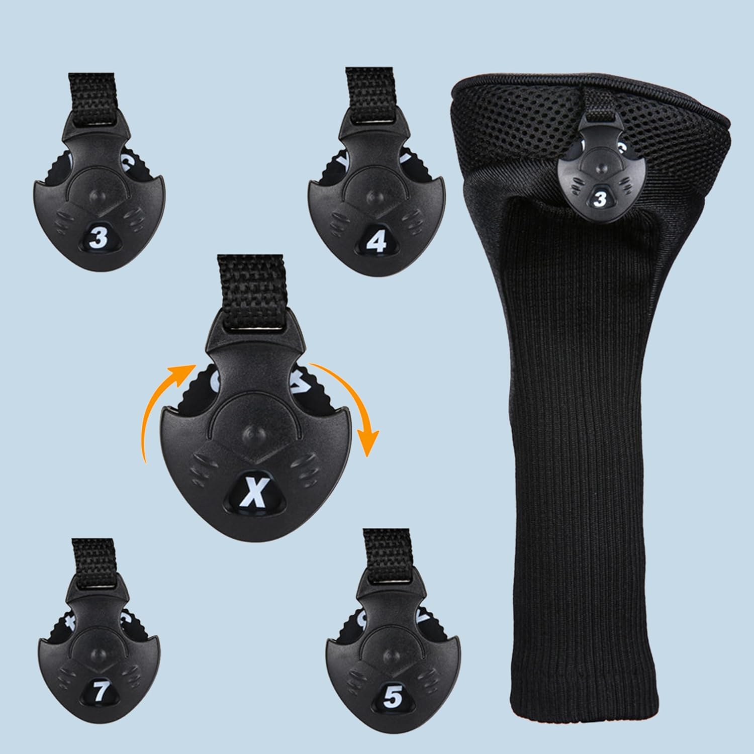 Golf Club Covers - 3 Pcs Head Covers Set with Interchangeable No. Tags 3-7 X Golf Accessories for Men & Women