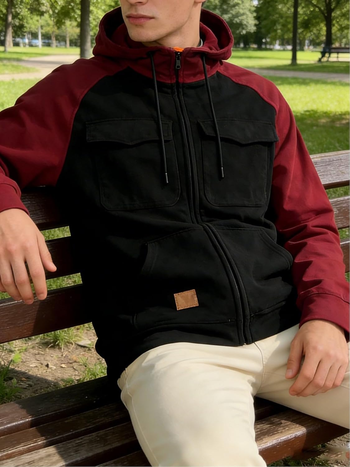 Zipper Hoodies for Men Spring Fall Vintage Tactical Hoodie Casual Long Sleeve Cargo Sweatsuit Winter Zip Up Jacket - Image 5