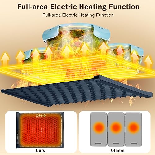 Miniatura 5 de Tapete Calentador de Alimentos - Bandeja Eléctrica Portátil para Buffet de Fiesta, Calentador de Alimentos Plegable, Apagado Temporizado, Azul