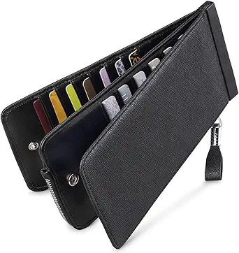 Huztencor RFID Wallet Women Large Size Bifold Multi Card Wallet Case with Zipper Pocke Credit Card Holder for Women