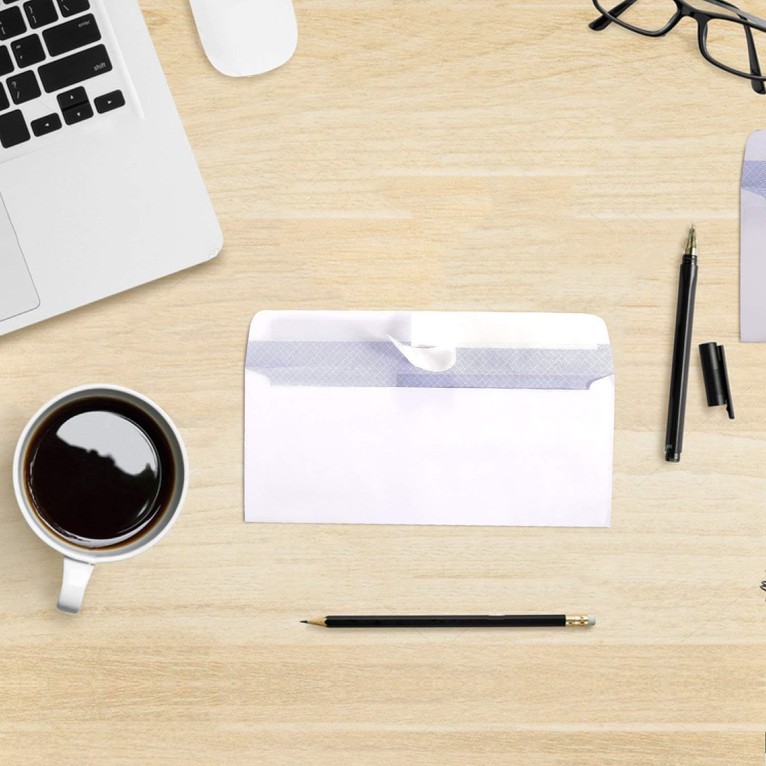 Ohuhu 500 Pack #8 Double Window Envelope SELF SEAL Adhesive Tinted Security Envelopes Quickbooks Check, Business Check, Documents Secure Mailing, 3 5/8" x 8 11/16", White Envelope