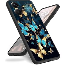 for Xiaomi Redmi Note 13 Pro+ Plus 5G Case,Slim Anti-Scratch Shockproof Durable Black Silicone Protective Case for Redmi Note 13 Pro Plus 5G,Gold Blue Butterfly
