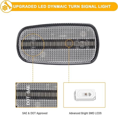 Miniatura 3 de R&F Auto Luces de marcador lateral LED intermitentes secuenciales dinámicas de repuesto para Scion XA XB 2003-2006, KLUGER PRIUS RAV4 Land Cruiser