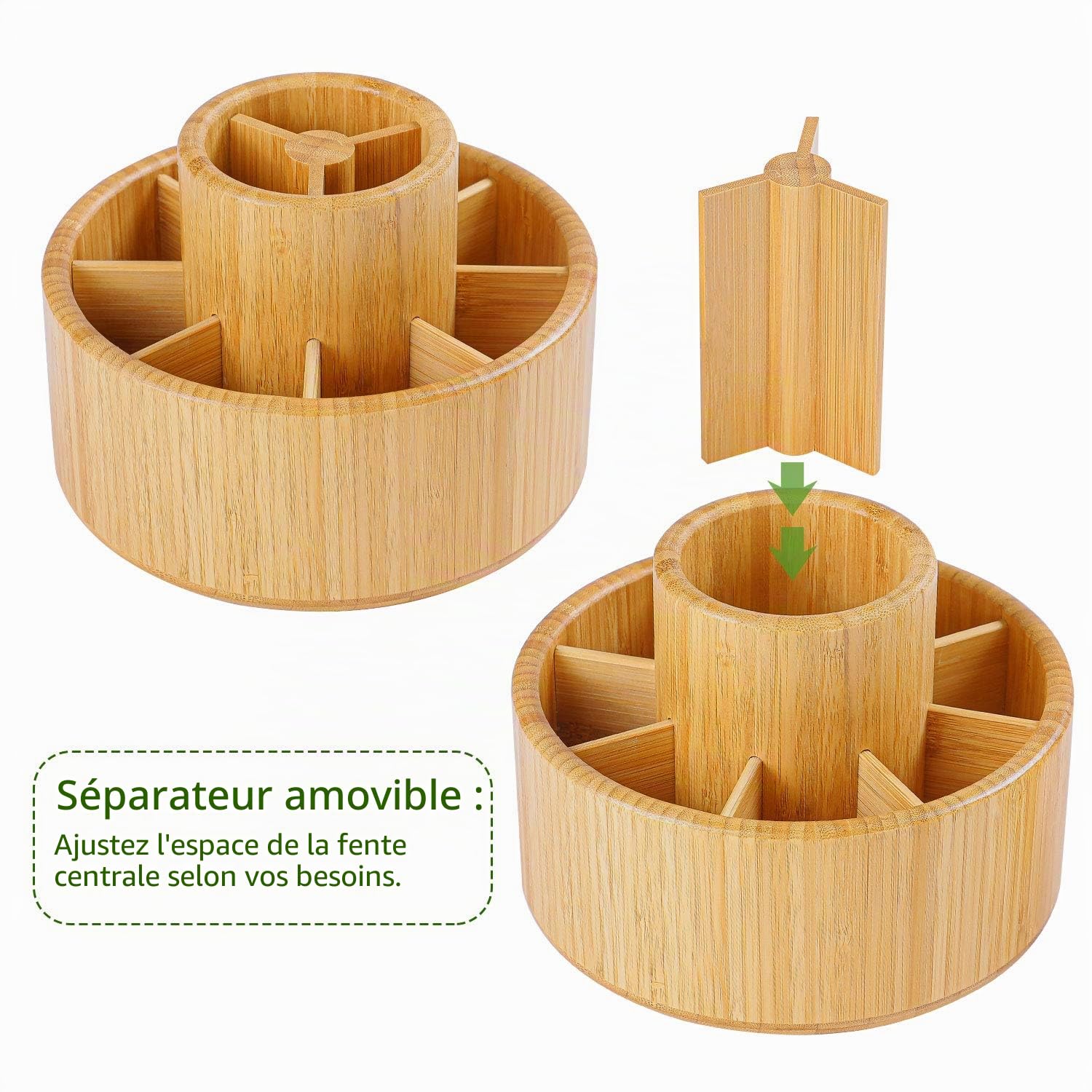 Utoplike Pot a Crayon de Bureau Rotatif à 360 Degrés en Bambou | Pot à Crayon en Bois pour Fournitures Artistiques, Pinceaux, pour Classe, Studio D'Art et Bureau