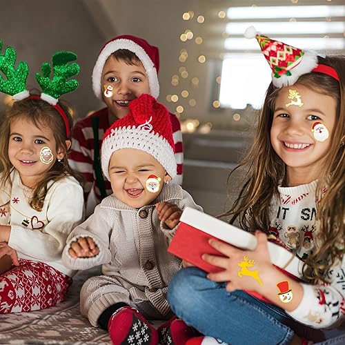 Miniatura 3 de 240 tatuajes temporales de Navidad para niños, tatuajes impermeables envueltos individualmente con purpurina, la mejor opción para rellenos de