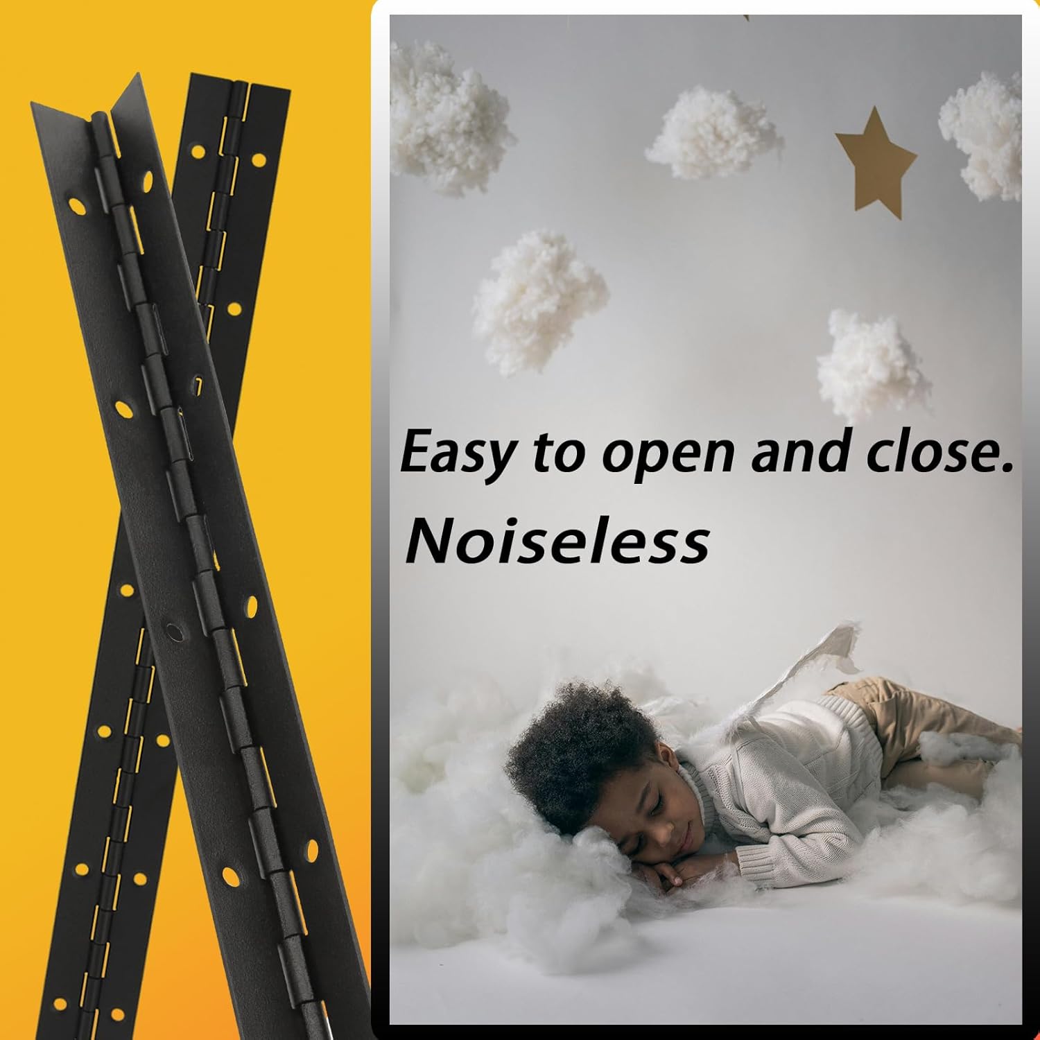16Inch Black Piano Hinges,4PCS Heavy Duty Continuous & Stainless Steel Piano Hinge with Hole, 0.06" Thickness/2" Open Width, for Folding Cabinet Door,Box,Creative DIY (Scalable)
