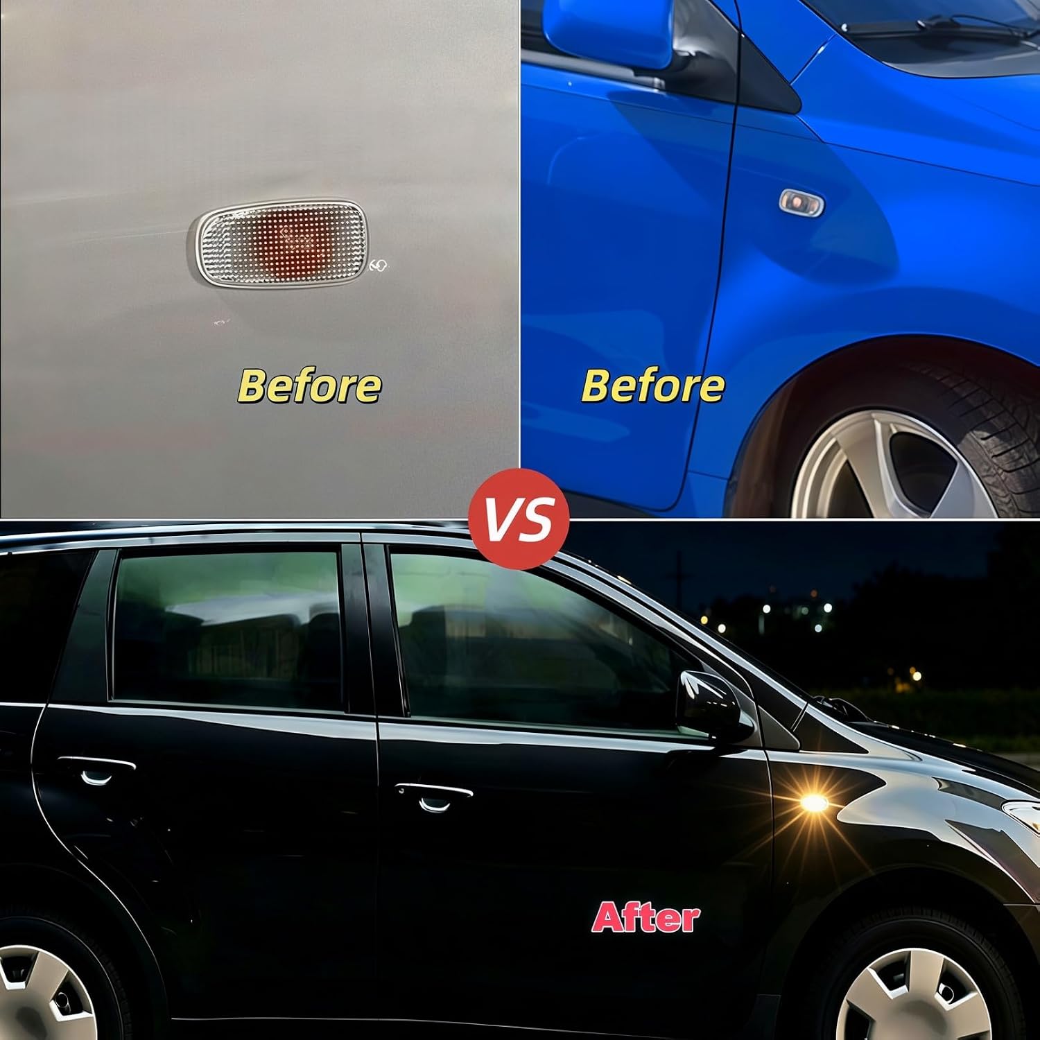 Sequential Indicator LED Side Marker Light Compatible with Toyota 2004 2005 2006 Scion XA XB, 1st Gen Scion XB LED Amber Side Marker Lights Lamps,Front Bumper Turn Signal Accessories,2PCS(Clear Lens)
