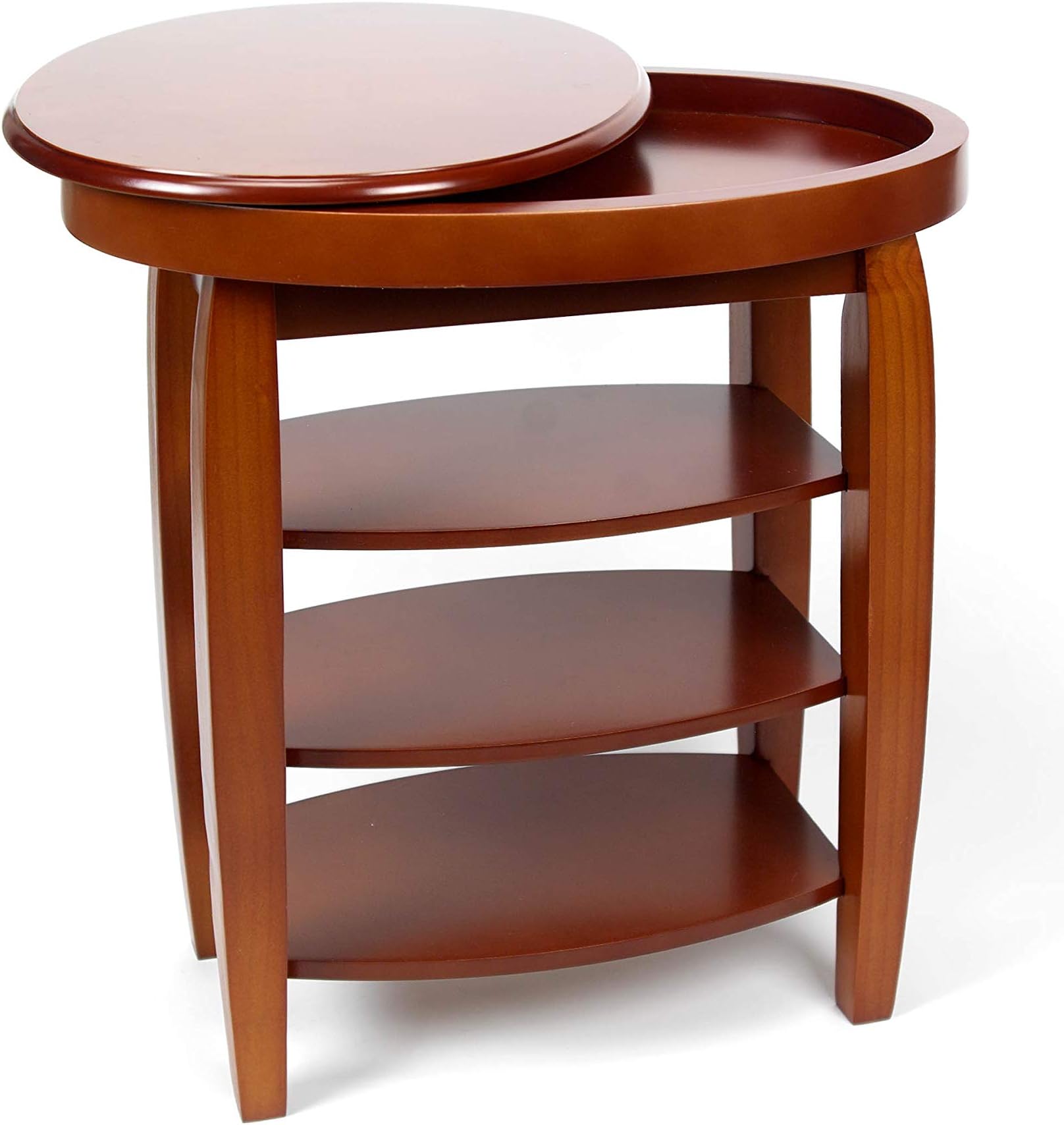 Smart Living table with swivel top action and hidden storage compartment (Light Wood)