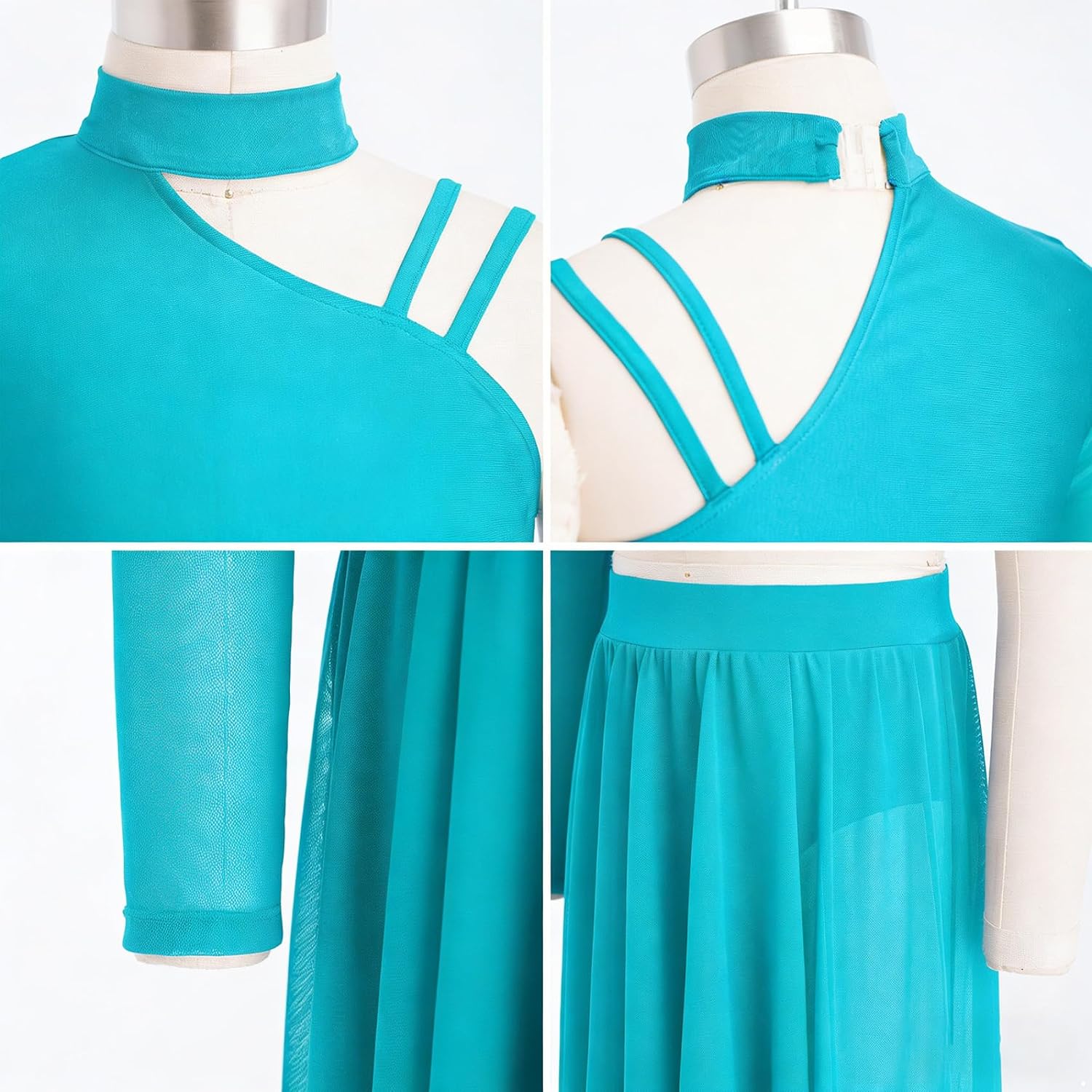 2Pcs Girls Lyrical Ballet Dance Costume Contemporary Gymnastics Leotard Asymmetrical Wide Leg Dress Outfit for Kids