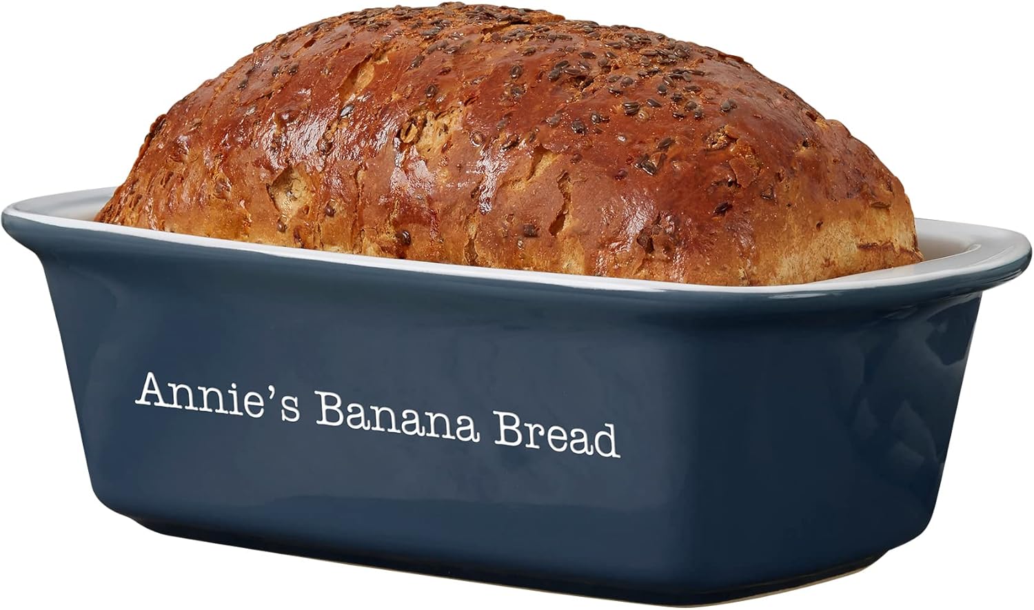 Personalization Universe Classic Personalized Ceramic Loaf Pan, Stoneware Bakeware, Dishwasher Safe, Oven Safe, Ideal for Homemade Breads, Meatloaf, 1.5 Quarts, Baking Dish