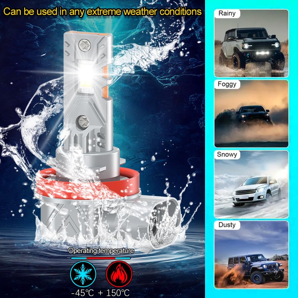 Light Bulb for Jeep Grand Cherokee 2011 2012 2013 Customazation Hi Lo Beam+Fog Light Bulbs, 6000K, 30000LM Super Bright, Efficient Heat Dissipation, 6PCS