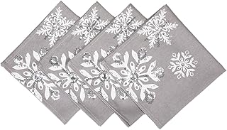 Manor Luxe Glistening Snow Christmas Napkins, 18-Inch, Set of 4, 18 x 18