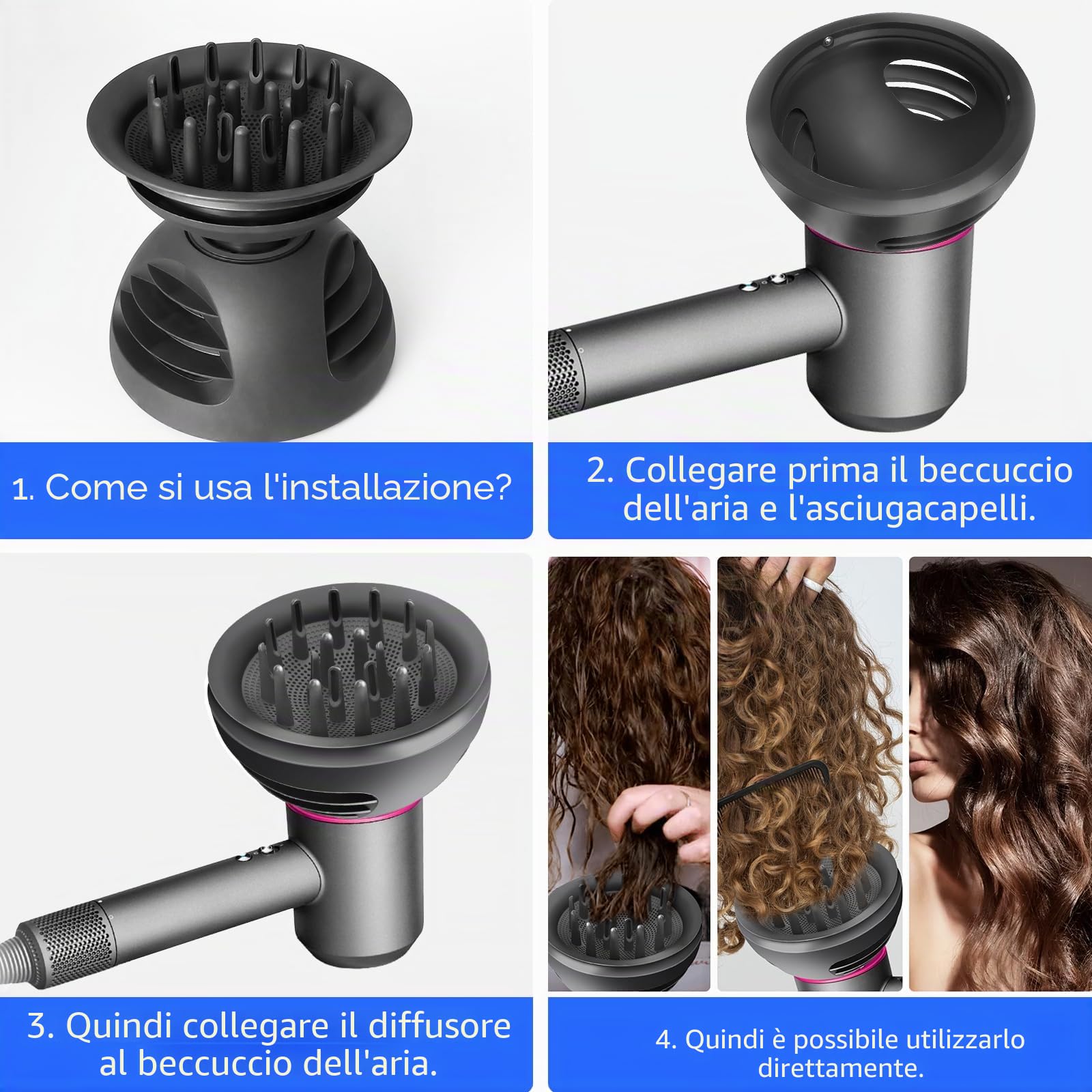 Diffusore per Dyson Supersonic Serie Asciugacapelli, Diffusore Capelli Ricci Diffusore Asciugacapelli per Dyson Phon HD01 HD02 HD03 HD04 HD05 HD07 HD08 HD14 HD15 Parte N. 973924-01