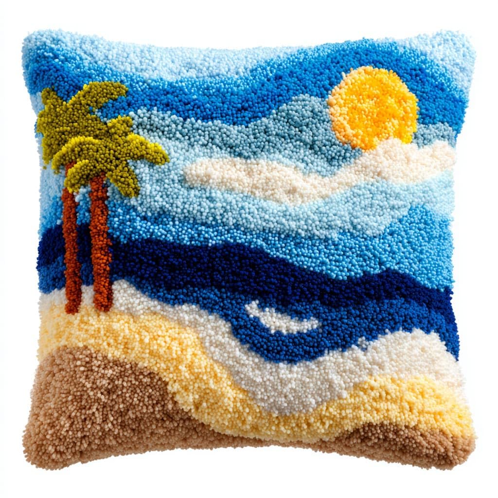 Henypt Latch Hook Cushion Kits Seaside Scenery