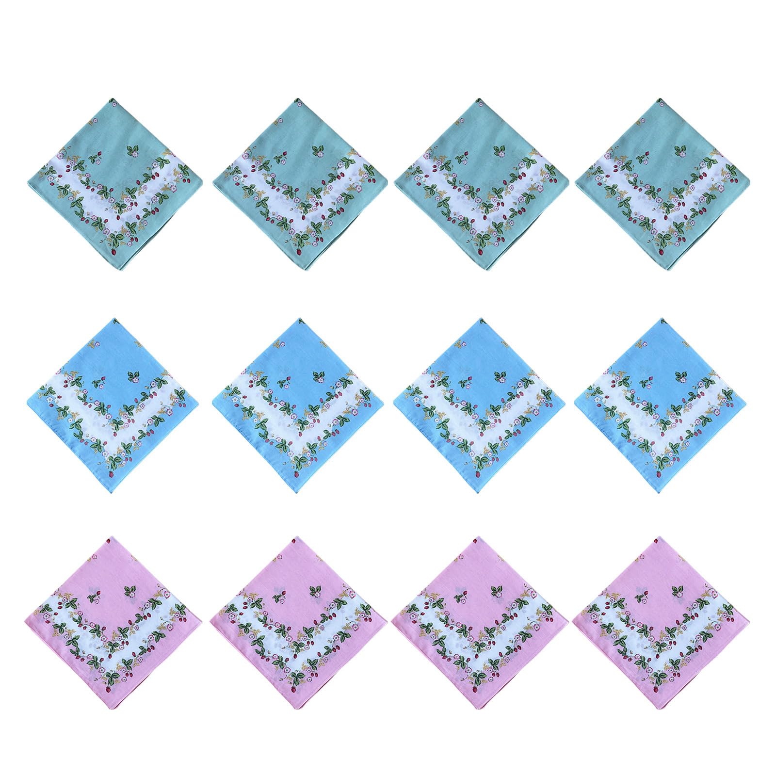 Fentency Flower Printed Handkerchief 12PCS Pocket Hankie Towel Sweat Wiping Cloth Kerchief for Adult Unisex Gifts Packing Cloth